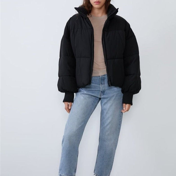 XANDRI - COLLARED PUFFER ZIPPER JACKET