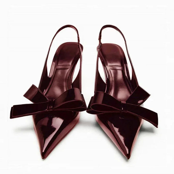 KHALANI | BURGUNDY BOW HEELS