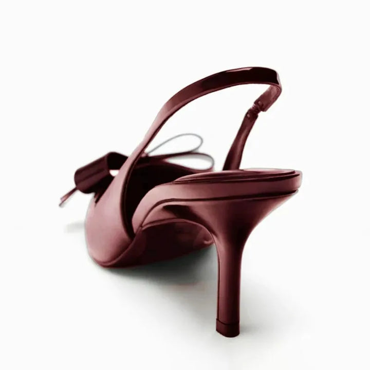 KHALANI | BURGUNDY BOW HEELS