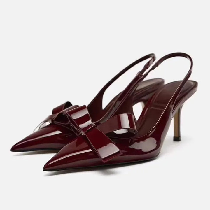 KHALANI | BURGUNDY BOW HEELS