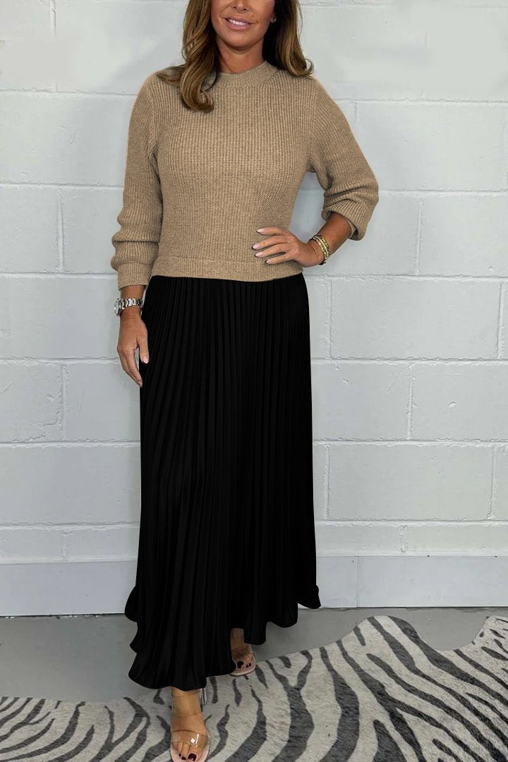 EMILIA SET | LONG SWEATER WITH PLEATED SKIRT