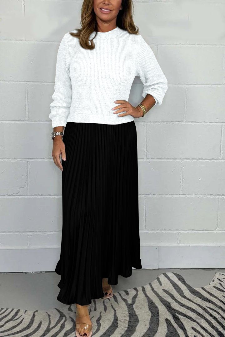 EMILIA SET | LONG SWEATER WITH PLEATED SKIRT